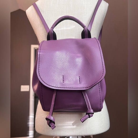 Coach Pebble Leather Convertible Derby Crossbody Backpack in Mauve - Picture 2 of 9